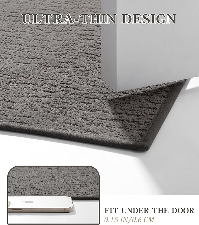 chakme Bathroom Rugs Mat 47x17, Ultra Thin Non Slip Bath Mats Runner Quick Dry Absorbent Bath Mat for Bathroom Floor, (Grey, 47"x17")