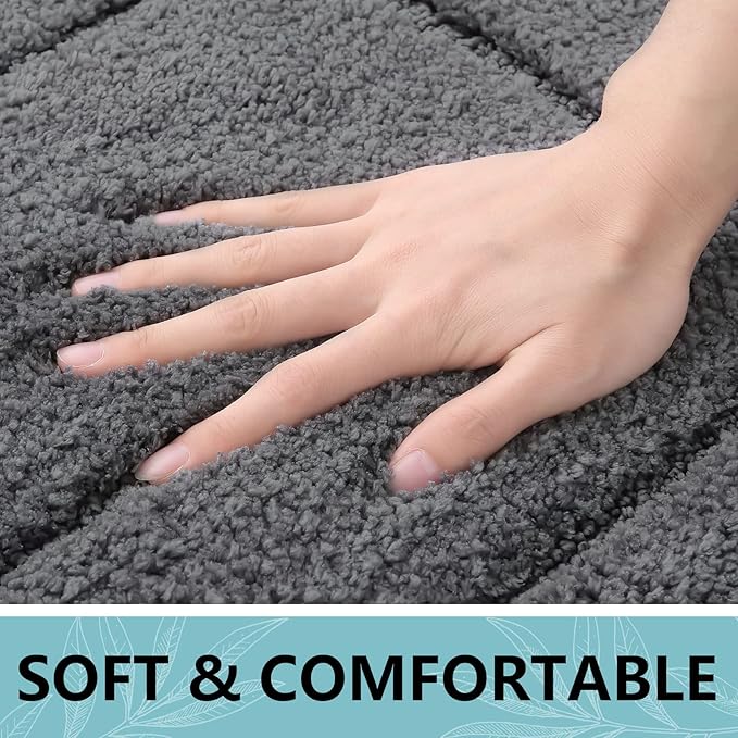 Buganda Bathroom Rugs, 30" x 20", Soft and Absorbent Microfiber Bath Rugs, Non-Slip Shaggy Shower Carpet, Machine Wash Dry Bath Mats for Bathroom Floor, Tub and Shower, Dark Grey