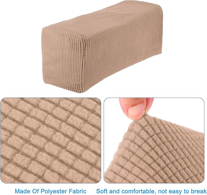 uxcell 2pcs Stretch Armrest Covers for Chairs/Sofas, Couch Arm Covers with Twist Pin, Furniture Protector Slipcovers Camel