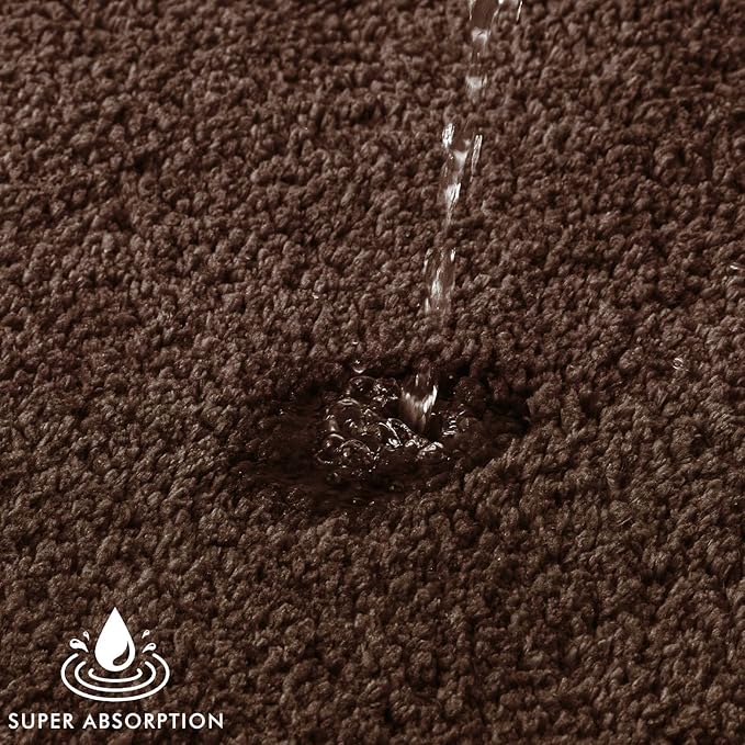 MIULEE Extra Thick Non Slip Bathroom Rug Shaggy Soft Bath Mat Plush Microfiber Absorbent Water for Shower Tub Machine Washable (Brown, 24x40 Inches)