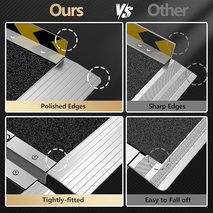 3FT Portable Wheelchair Ramp, Non-Slip Aluminum Folding Handicap Ramp, Ramps for Wheelchairs for Home with Handle, Wheelchair Ramps for Home Steps/Stairs/Threshold/Doorways/Scooter, 600LBS Capacity