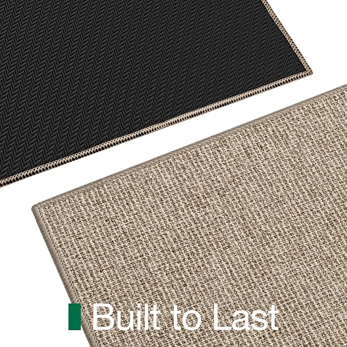 LUMI Indoor Door Mat 17"x30", Ultra Thin Low Profile Non-Slip Doormat for Home Entrance, Absorbent & Stain-Resistant Welcome Mats, Washable Entryway Mat for Front Door, Patio, Porch, Khaki