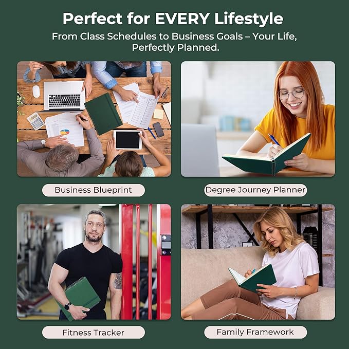 Planner 2026 Daily Weekly and Monthly,11.5"x8.5",12 Months Spiral Bound Calendar Agenda with Self-adhesive Pen Holder,2026 Appointment Book with Vegan Leather Soft Cover,Green