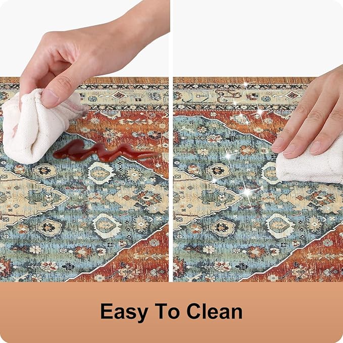 Collive Boho Kitchen Mats 2PCS, Cushioned Kitchen Mat for Floor Anti Fatigue Waterproof Kitchens Rugs Set of 2, Non Skid Comfort Standing Rug for Office, Sink, Laundry, 17"x30"+17"x47"