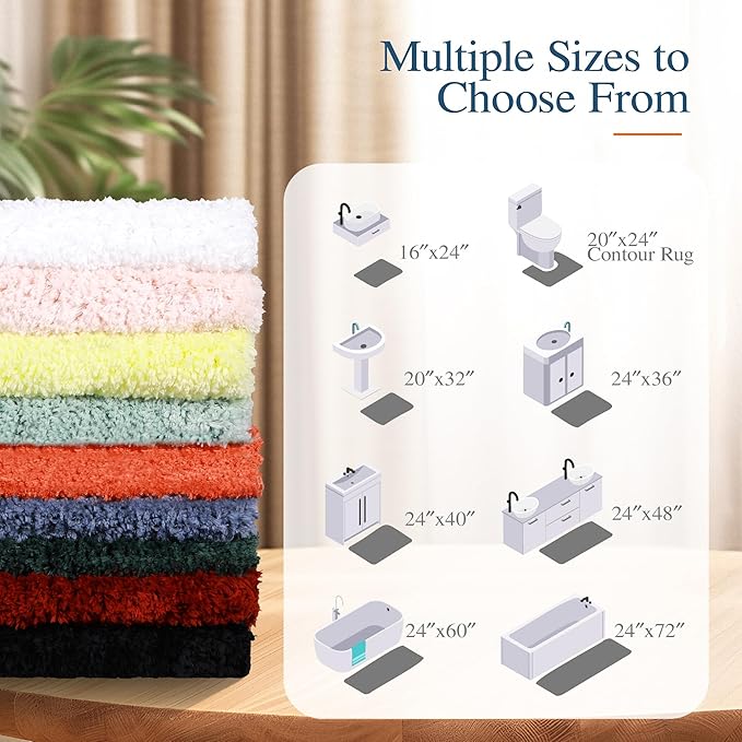 Walensee Bath Rug for Bathroom Non Slip Bathroom Mat (20 x 32, Iiving Coral) Water Absorbent Soft Microfiber Shaggy Rug Machine Washable Bath Mat Thick Plush Shower Mat