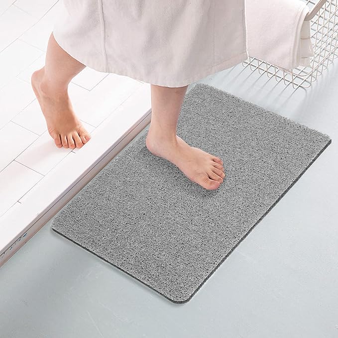 Joyhalo Shower Mat Bathtub Mat Non Slip, Bathmats Non Slip, Quick Drying Foot Scrubber Loofah Mats for Shower, Tub, Bathroom, Home, 17 * 24inch, Grey