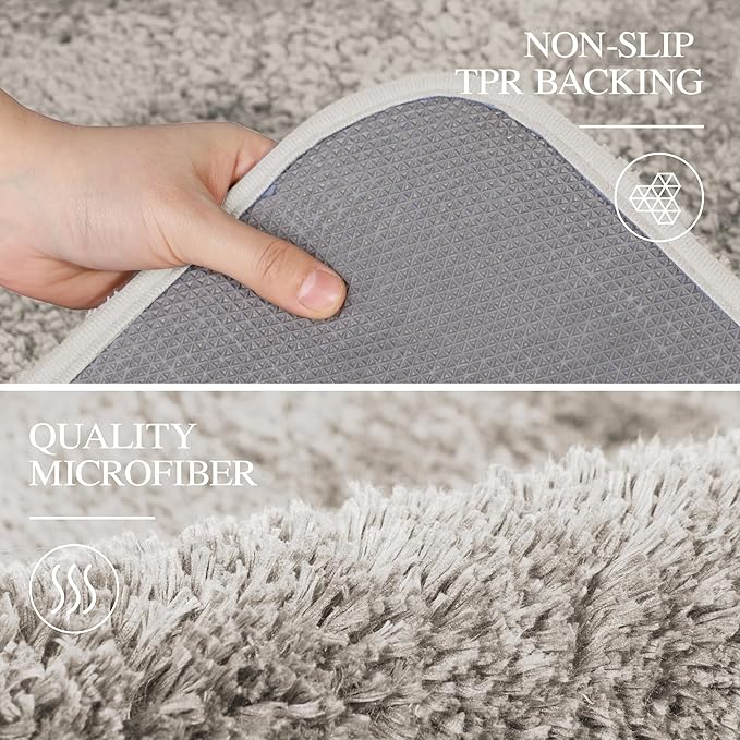 Walensee Large Bathroom Rug (24 x 60, Light Tan) Extra Soft and Absorbent Shaggy Bath Mat Machine Washable Microfiber Non Slip Luxury Floor Mat
