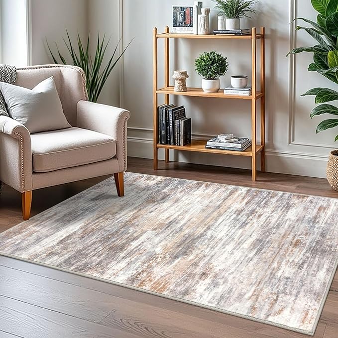 KOZYFLY Abstract Modern 3x5 Ft Area Rug in Multi Grey - Non-Slip and Machine Washable Indoor Rug, Versatile for Entryway, Kitchen, Living Room, Bedroom, Laundry or Nursery Door Mat