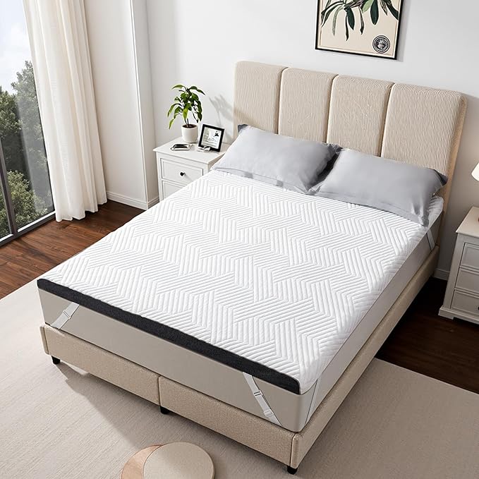 EnHomee Memory Foam Mattress Topper,3 Inch Twin Mattress Topper Pressure Relief with Cooling Gel and Removable & Washable Embossed Cover, CertiPUR-US & Oeko-TEX Certified, White, Twin