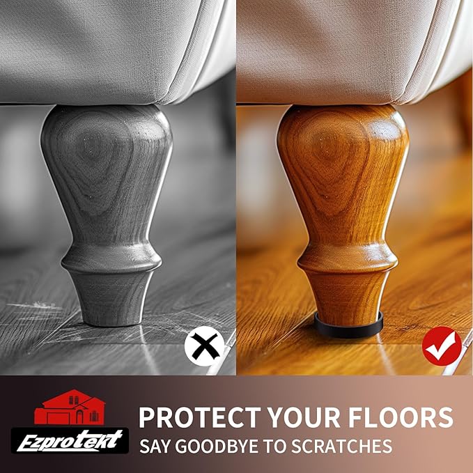 Ezprotekt Non Slip Furniture Pads, 4 Pcs 3" Anti Slip Rubber Caster Cups, Anti Skid Furniture Coasters for Hardwood Floors, No Slide Furniture Gripper, Furniture Stoppers to Prevent Sliding (Brown)