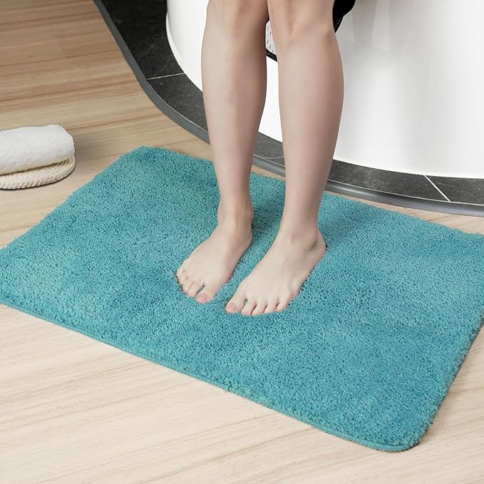 Luxury Quick Dry Non-Slip Bathroom Rugs【17'' x 24'' Blue】 Highly Absorbent Washable and Ultra Soft, Extra Thick Fluffy Bath Mats for Shower/Kitchen/Bathtub Floor