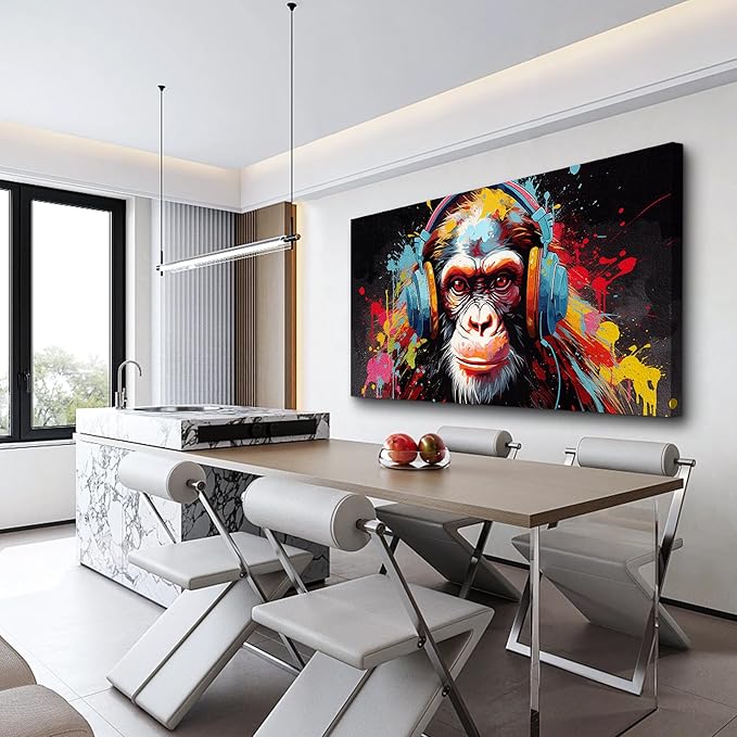 MHARTK66 Large Canvas Painting Wall Art For Living Room Wall Decor For Office Bedroom Abstract Wall Decorations Wall Poster Colorful Gorilla Pictures Home Walls Decor Artworks Ready To Hang 24X48