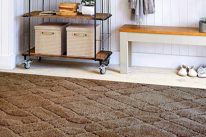 Custom Size Hallway Runner Rug Trellis Brown Color 31 inch Wide Select Your Length Non-Slip (Skid Resistance) Rubber Backing 4 feet x 31 inch (Color Options Available)