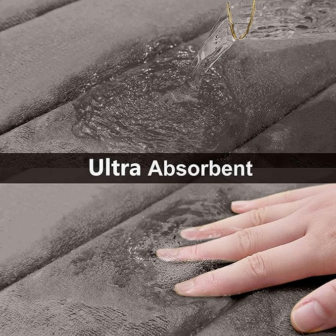 Buganda Memory Foam Bath Mat, 24" x 16", Ultra Soft and Non-Slip Bathroom Rugs, Water Absorbent and Machine Washable Bath Rug for Bathroom, Shower, and Tub, Taupe
