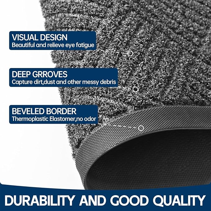 Front Door Mat Outside Entrance, 6' x 4' Heavy Duty Indoor Outdoor Door Mats for Entryway, Trap Dirt Outdoor Doormat Low Profile, Non Slip Welcome Mats for Front Door, Artificial Grass