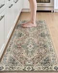 DEXI Kitchen Mats for Floor Cushioned, 23x59 Extra Large Wide Runner Rug Non Slip, Waterproof Soft Comfort Standing Padded Anti Fatigue Decorative, Cream Red