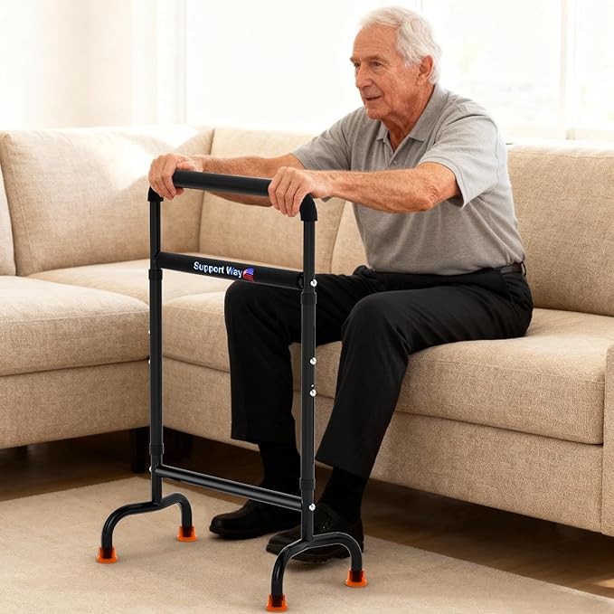 Stand Assist for Chair & Couch, Height Adjustable Mobility Aid for Seniors, Lightweight Metal Frame with 600lb Capacity
