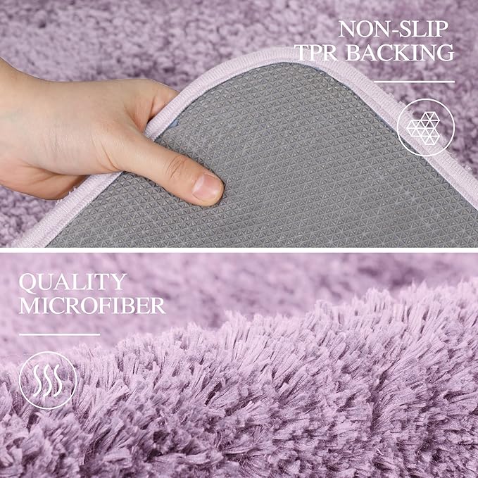 Walensee Large Bathroom Rug (24 x 60, Lavender) Extra Soft and Absorbent Shaggy Bath Mat Machine Washable Microfiber Non Slip Luxury Floor Mat