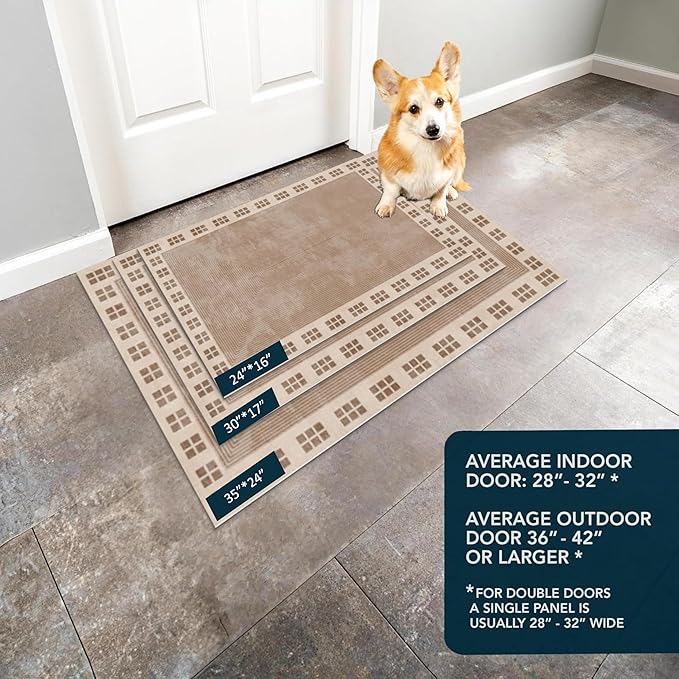 Ultra Thin Door Mat Indoor Entrance, 1/10 in Thin Door Mats for Inside Entry, Non-Slip Rubber Backing Washable Doormat, Fade Resistant, Absorbent, Low Profile Dirt Trapper, 30"X17"