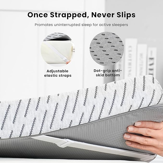 Bamboo Mattress Topper Twin XL Size 3 Inch, Cooling Gel & Bamboo Charcoal Memory Foam Mattress Topper for Back Pain Relief, Firm Dual-Layer Foam Bed Pad with Removable Cover College Dorm