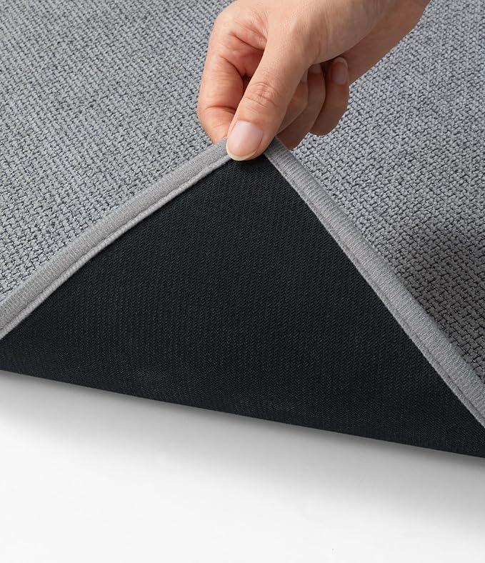 YIHOUSE Bathroom Rugs Mats Sets 5 Pieces Gray, Ultra Thin Bath Mat Absorbent Non Slip Bath Rugs for Bathroom Washable, Shower, Sink, Laundry (Gray, 5 Pieces)