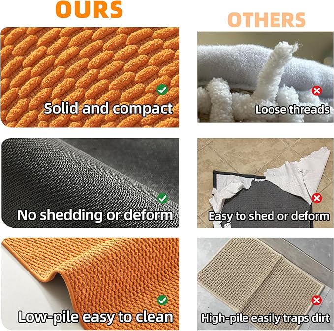 Large Bathroom Rugs Non Slip Washable Bath Rugs Super Absorbent Bathroom Rug Thin Quick Dry Low Pile Bath Mats, Orange 36"x48"