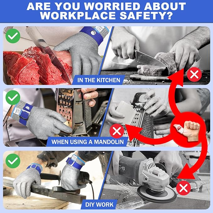 Cut Resistant Gloves Protection Cutting Anti Cut Gloves for Kitchen Fish Slicing and More(Size: 11/XX-Large)