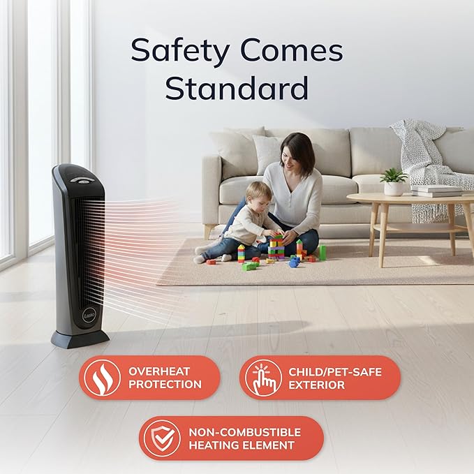 Lasko 1500W Ceramic Tower Space Heater with Remote, Thermostat, Timer & Widespread Oscillation, Portable Electric Heater for Indoor Use, Bedroom & Living Room, 751320