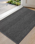 Color&Geometry Ultra Thin Indoor Door Mat 24"x36", Machine Washable Front Door Mat Non Slip, Low Profile Entrance Mat Indoor, Absorbent Carpet for Inside, Entry, Entryway, Dark Grey (FOLD)
