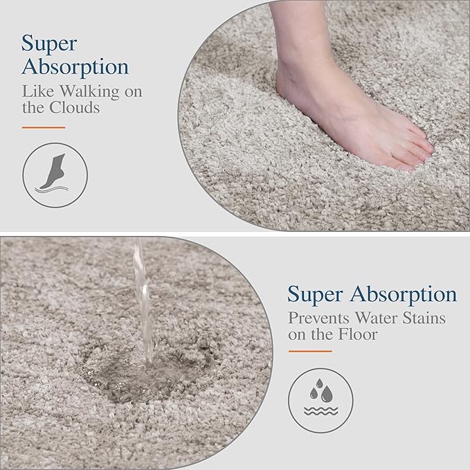 Walensee Large Bathroom Rug (24 x 60, Light Tan) Extra Soft and Absorbent Shaggy Bath Mat Machine Washable Microfiber Non Slip Luxury Floor Mat
