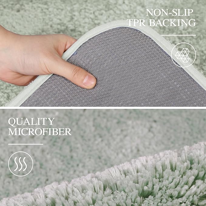 Walensee Large Bathroom Rug (24 x 36, Pale Green) Extra Soft and Absorbent Shaggy Bath Mat Machine Washable Microfiber Non Slip Luxury Floor Mat