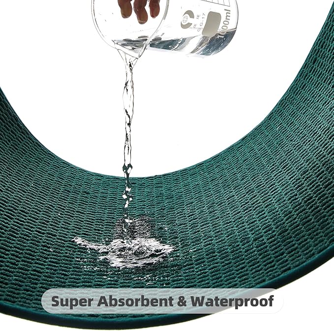 Toilet Rug, Thin Toilet Rugs U Shaped Washable Non Slip Absorbent Quick Dry Low Pile Toilet Mat, Dark Green 20"x24" U Shape