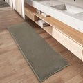 Upgraded Waffle Runner Rug, Super Absorbent Non Slip Bath Mats for Bathroom Floor, Machine Washable Bathroom Runner Rug with Tassels, Ideal for Hallway Bedroom Laundry Room, Dark Green, 17" x 72"