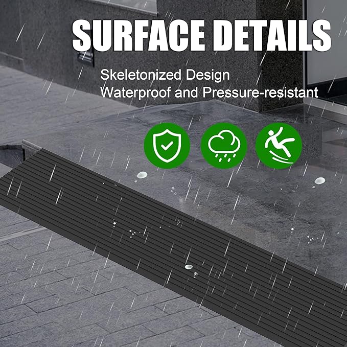 1" Rise Threshold Ramps for Doorways, 2000 Lbs Load Capacity, 35.5" Wide Natural Rubber Power Wheelchair Ramp is Adjustable and Cuttable for Doorways, Curb, Sweeper, Power Scooters, Bathroom