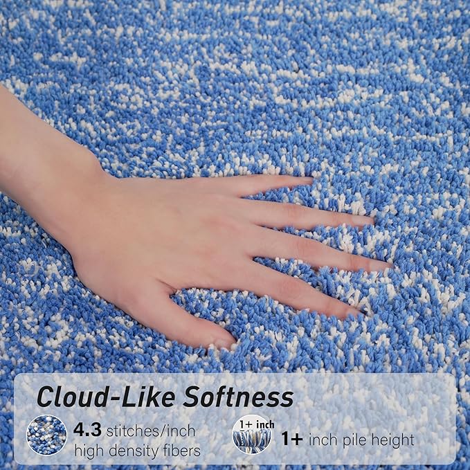 Luxury Quick Dry Non-Slip Bathroom Rugs【17'' x 24'' Night Blue】 Highly Absorbent Washable and Ultra Soft, Extra Thick Fluffy Bath Mats for Shower/Kitchen/Bathtub Floor