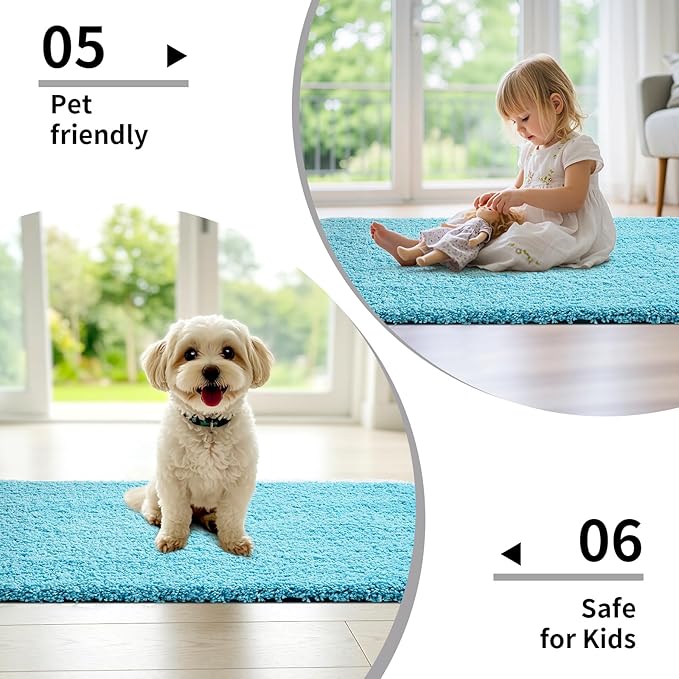 Teal Bathroom Rug 24x36 Non Slip Fluffy Bath Mat for Bathroom Floor Washable Plush Luxury Bath Rug for Tub Soft Shaggy Absorbent Shower Sink Mat