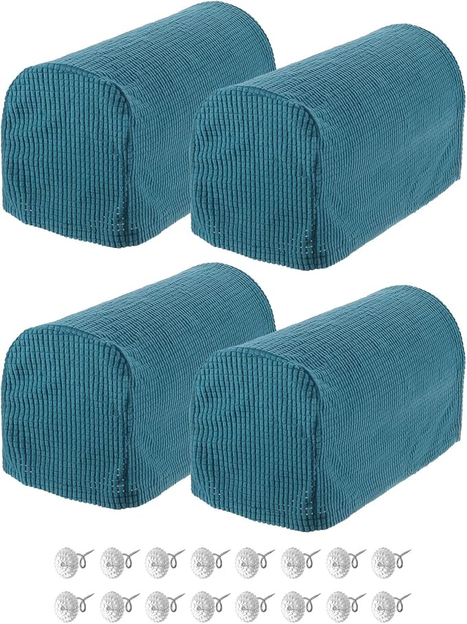 uxcell Stretch Armrest Covers Armchair Anti-Slip for Chairs Sofas Couch Arm Covers Recliner Sofa Peacock Blue 4 Pcs