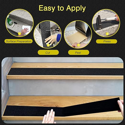 S&X Commercial-Grade Anti Slip Tape - 4" x 60', Grit 60 - Enhanced Traction Grip Tape for Stairs Outdoor Indoor - Weatherproof and Industrial Strength, Black