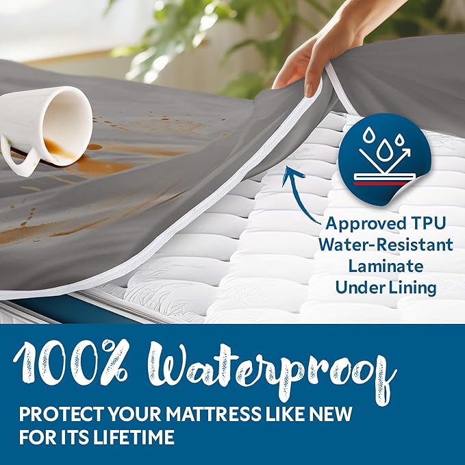 Guardmax Jersey Knitted King Zippered Mattress Encasement - Waterproof & Bed Bug Proof Mattress Protector - Comfortable, Soft, and Noiseless Zippered Bedding - Dust Mite Proof (78 x 80 x 12)