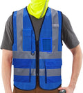 A-SAFETY High Visibility Mesh Safety Reflective Vest with Pockets and Zipper,Hi Viz Work Vest for Men Women (Blue Mesh M)
