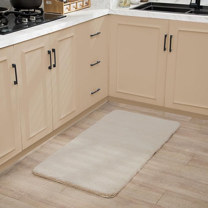 Luxury Quick Dry Non-Slip Bathroom Rugs【24'' x 47'' Beige】 Highly Absorbent Washable and Ultra Soft, Extra Thick Fluffy Bath Mats for Shower/Kitchen/Bathtub Floor