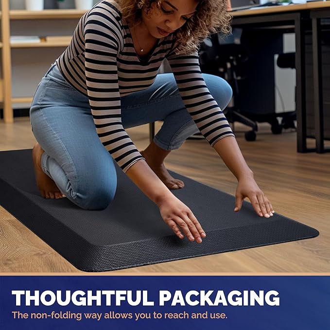 FEATOL Anti Fatigue Mat for Standing, 9/10 Extra Thick Ergonomic Standing Desk Mat, Comfort & Durable Memory Foam Standing Mat at Home,Office All Day (20" x 39", Black, 4PC)