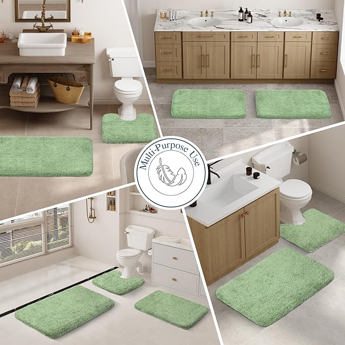 Walensee Large Bathroom Rug (24 x 36, Sage Green) Extra Soft and Absorbent Shaggy Bath Mat Machine Washable Microfiber Non Slip Luxury Floor Mat