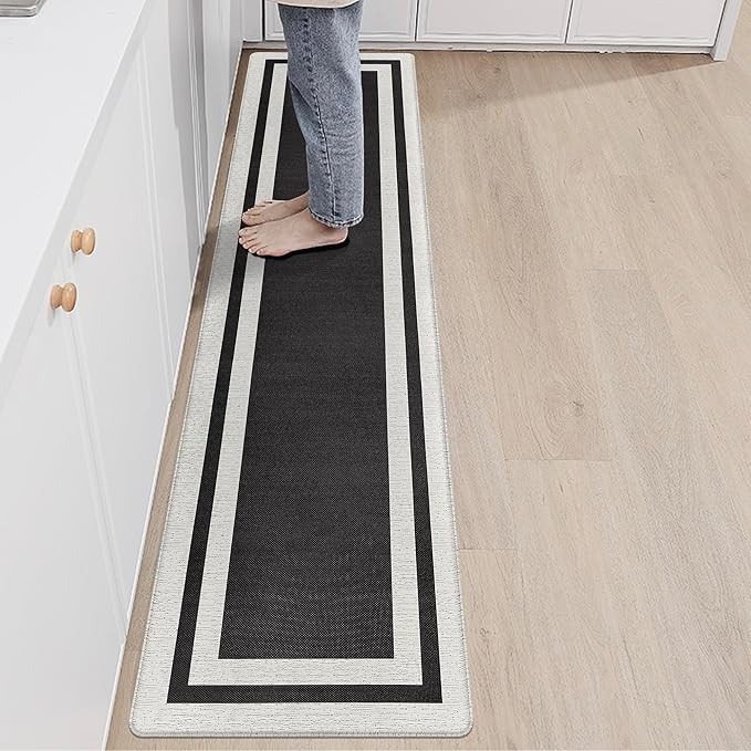 Anti Fatigue Kitchen Mat Long Kitchen Mats for Floor Non Slip Waterproof Kitchen Rug Kitchen Runner Kitchen Floor Mats Cushioned Anti Fatigue for Kitchen Sink Office Laundry 17.3" x 70.8" Black