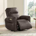 CHITA Power Recliner Chair, Faux Leather Swivel Glider for Adults, Electric Nursery Rocking Chair with USB & Type-C Charging for Living Room, Bedroom, Chocolate Brown