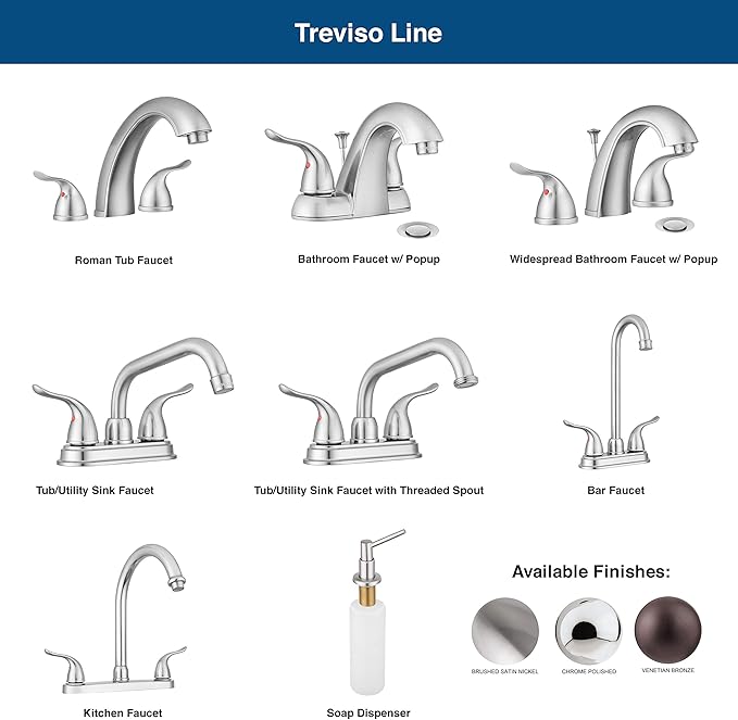Pacific Bay Treviso Utility Laundry Sink Faucet, Threaded Brass Spout Hose End, Swivel Spout, 2-Handle Levers, Centerset (Brushed Satin Nickel Plated)