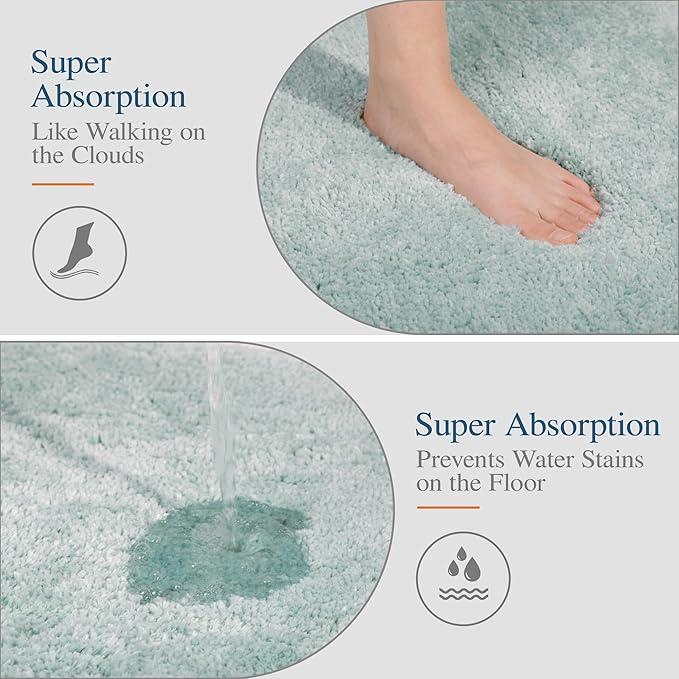 Walensee Large Bathroom Rug (24 x 40, Aqua) Extra Soft and Absorbent Shaggy Mat Machine Washable Microfiber for Bathroom, Non Slip Luxury Floor Mat With Rubber Back