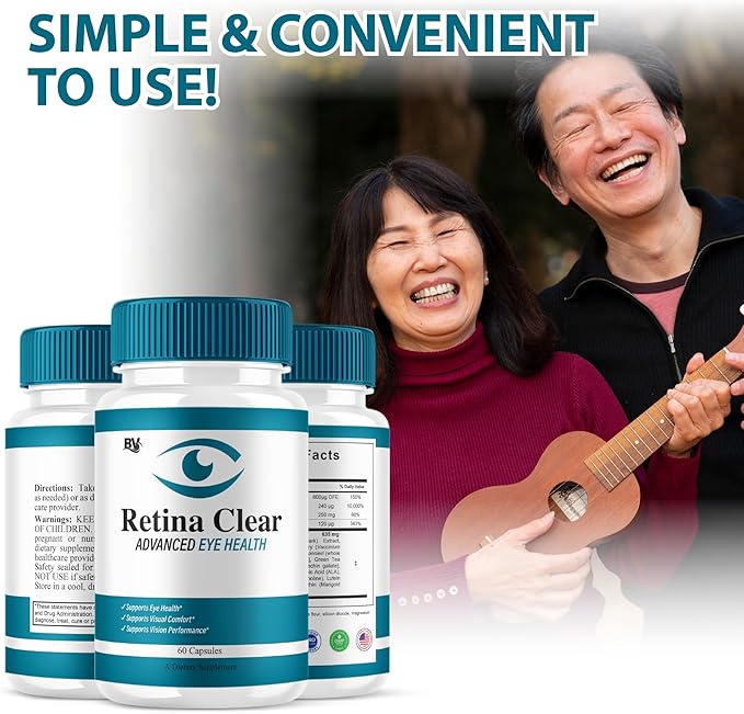 (5 Pack) Retina Clear Advanced Eye Health Supplement, Retina Clear Max Strength Overall Vision & Wellness Supplement, RetinaClear Advanced Vision Support and Eye Health Formula Pills (300 Capsules)