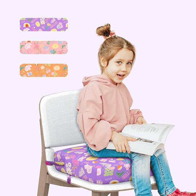 Toddler Booster Seat for Dining Table,Portable Kids Booster Seat - Adjustable, Non-Slip, Lightweight & Easy to Clean (Purple)