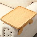 SINWANT Couch Arm Table Tray, Bamboo Sofa Arm Clip on Side Tables, Foldable Arm Rest Table for Home, Couch Arm Tray for Small Spaces Drink Eating Dinner